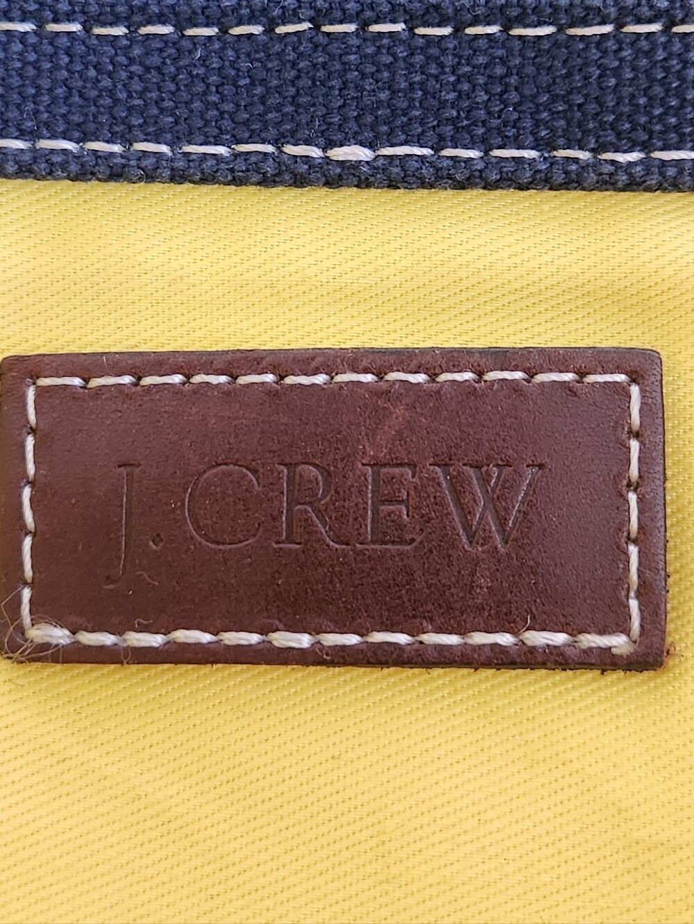 Vintage J. Crew Montauk Large Canvas Tote Natural Navy - Picture 15 of 16
